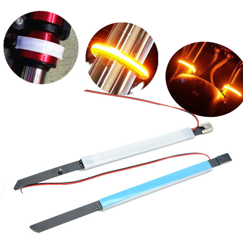 1 Pair 45mm-70mm Amber LED Strip Motorcycle Fork Turn Signal Indicator Light Bar