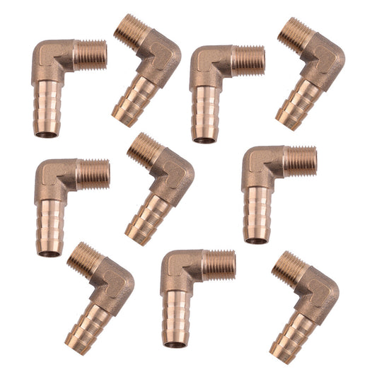 10 pcs 1/8 NPT Brass Barb Fitting Male Elbow 90 Degree 5/16 Hose ID v