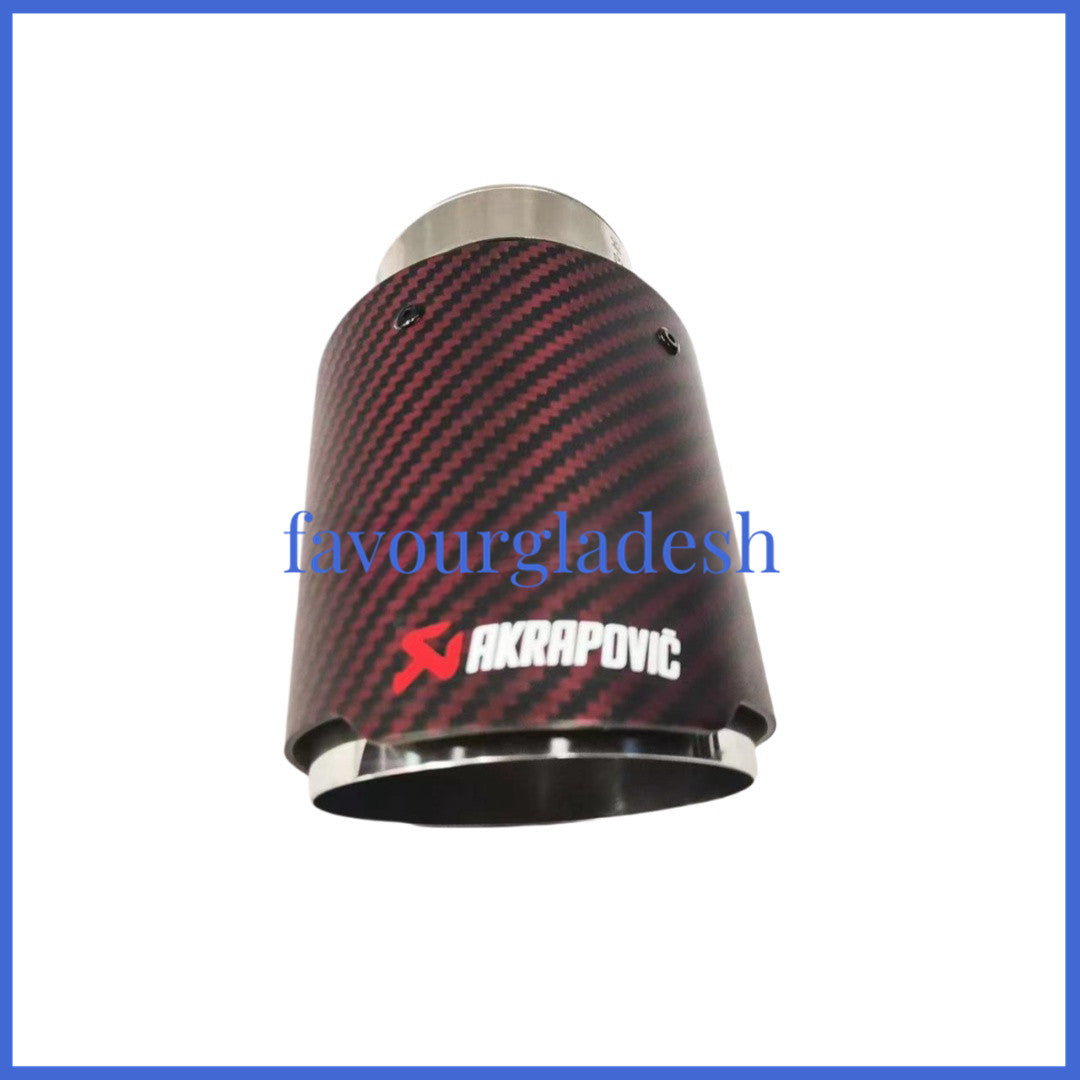 Akrapovic Red Glossy Carbon Fiber Blue Exhaust Tip 63-89MM Universal Muffler Tip