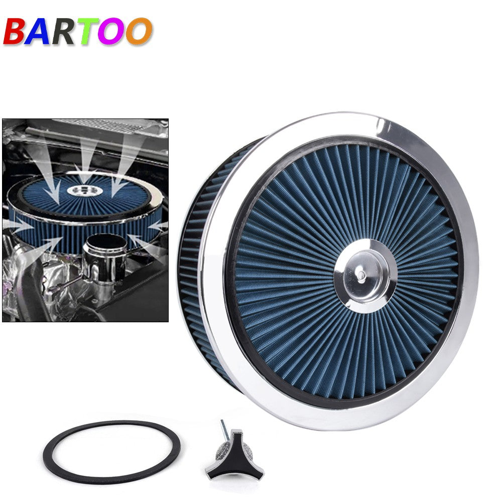 14 x 4 Inch Universal Deep Dish Performance Air Cleaner,Round Shape for SBC BBC Q