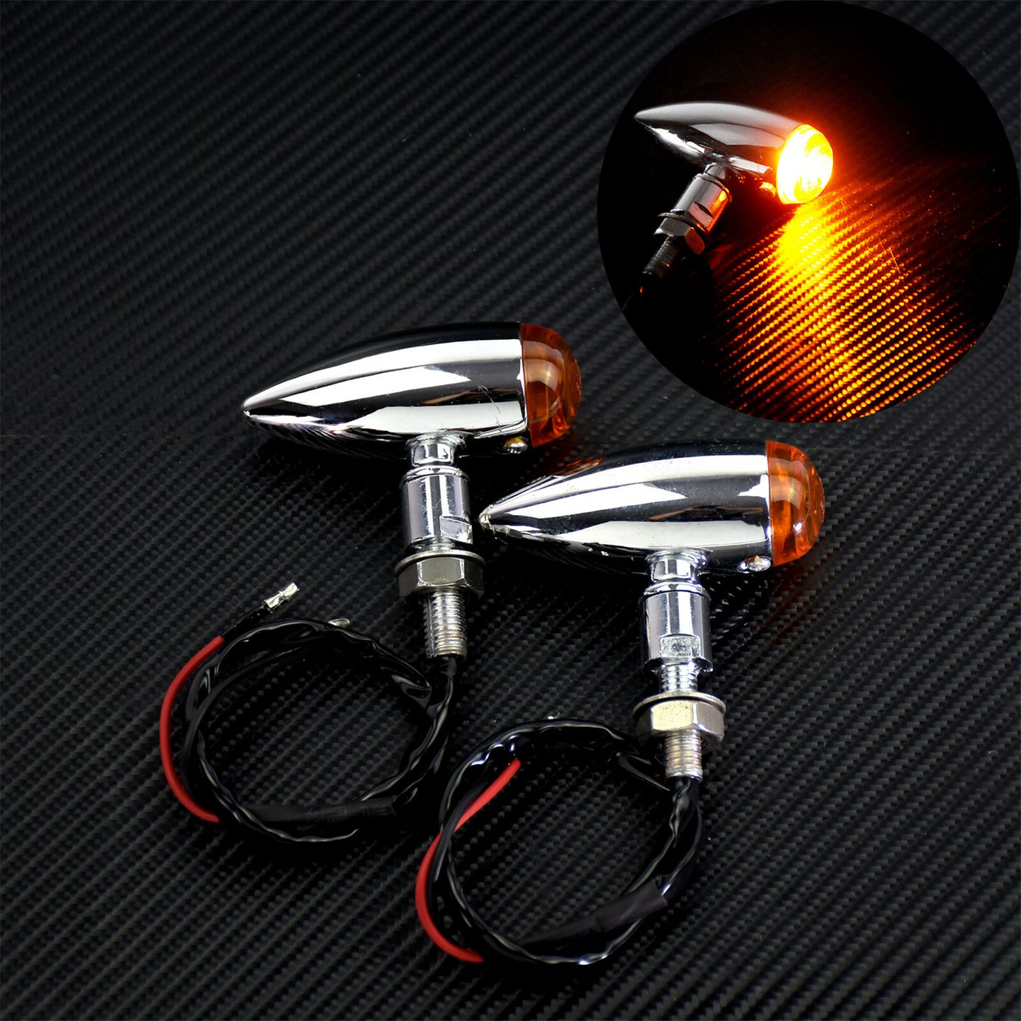 2X Chrome Amber Bullet Turn Signal Indicator Blinker Fit for Harley Touring Dyna Q