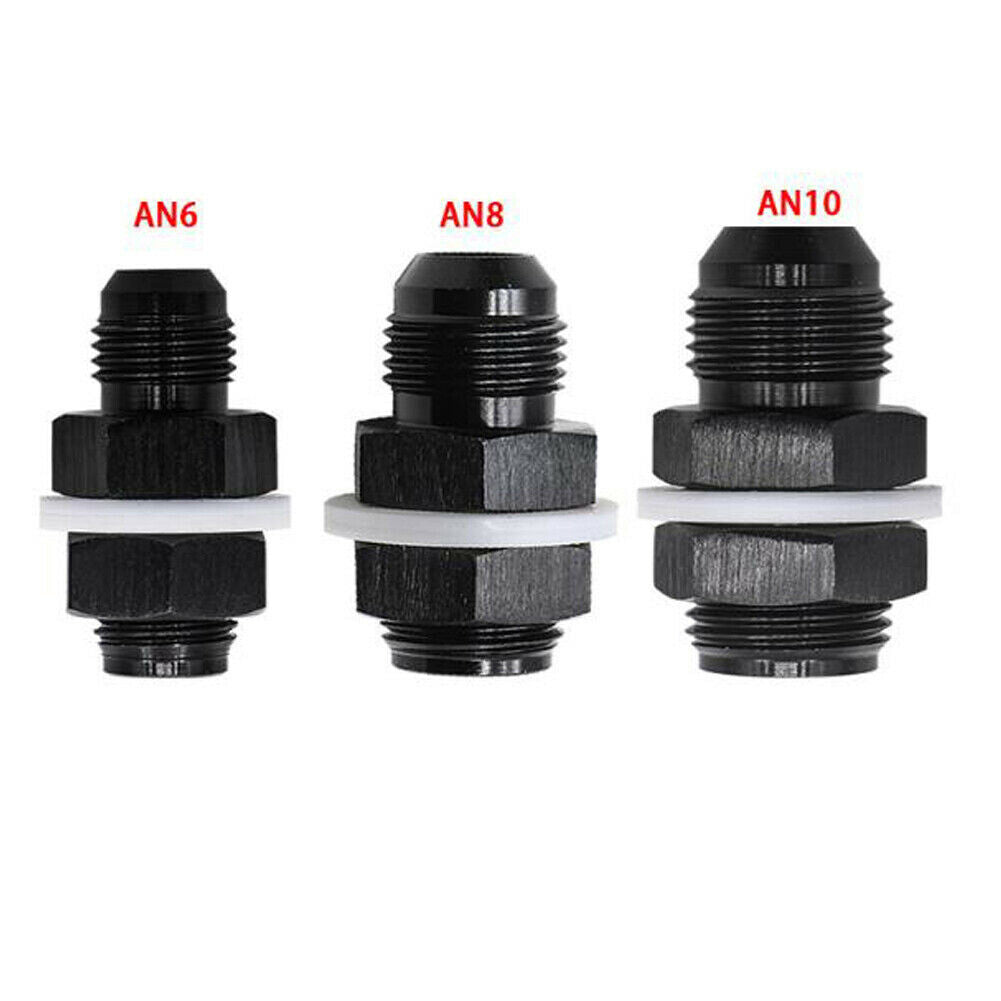 Black AN6 AN8 AN10 AN12 Flare Fuel Cell Bulkhead Fitting With Washer Q