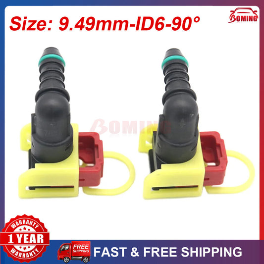 9.49mm ID6 90¡ã Car New Fuel Line Hose Pipe Coupler Quick Release Connector 2PCS Q
