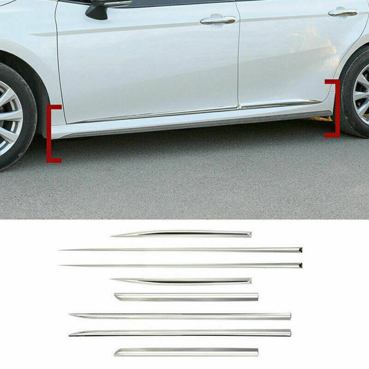 8p for Toyota for Camry 2018-23 Chrome Steel Side Door Body Guard Molding Cover Trim