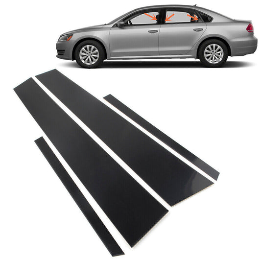for VW for Jetta 2012-18 Sedan Piano Black Pillar Posts Door Window Molding Strip 6P