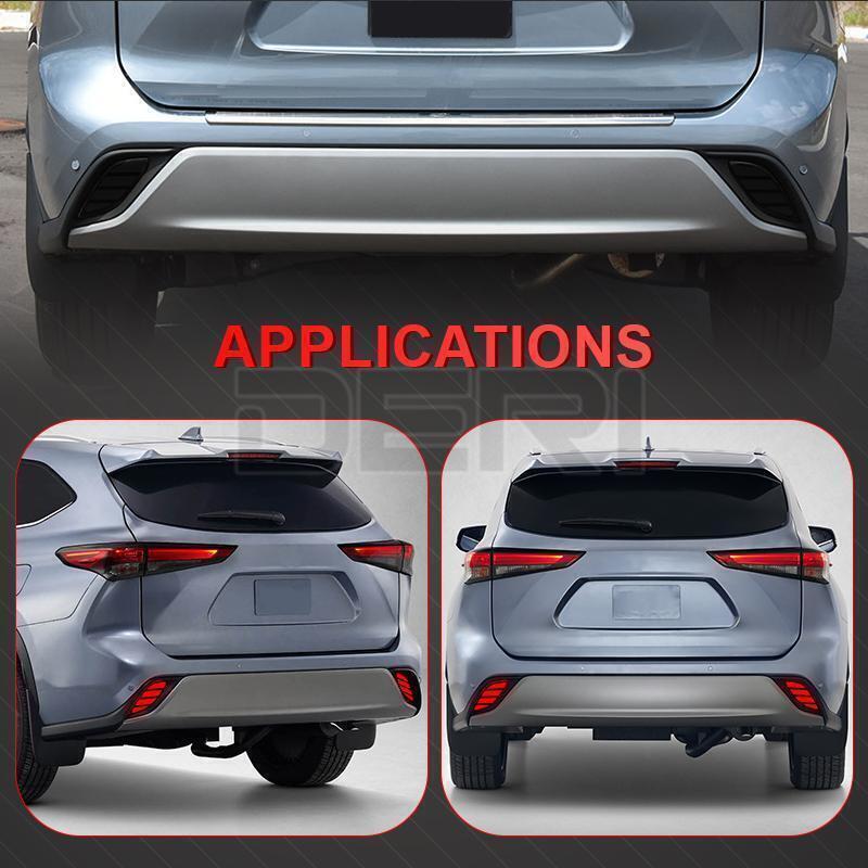 for Toyota Highlander 2020-2023 LED Rear Fog Light Tail Lamp Bumper Light Set 2x