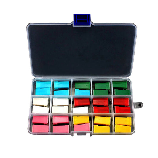 30 pieces of automotive blade fuses in stock in the US, available in various capacities: 20A, 25A, 30A, 40A, 50A, and 60A. Suitable for marine and SUV applications.