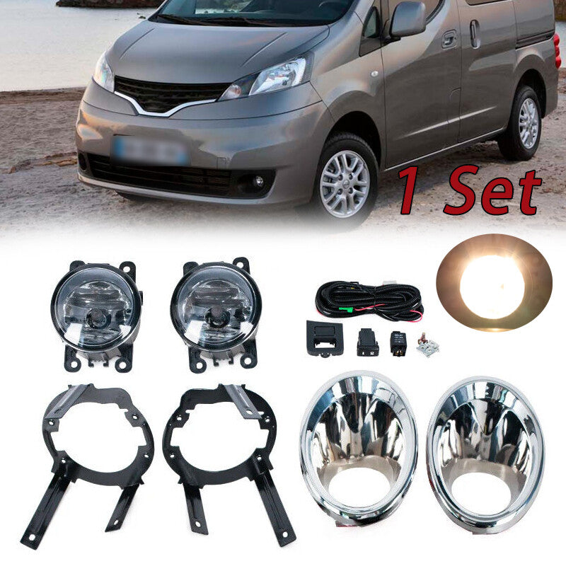 Set Front Bumper Foglamp Fog Light Cover Wires Switch for Nissan NV200 2010-2018