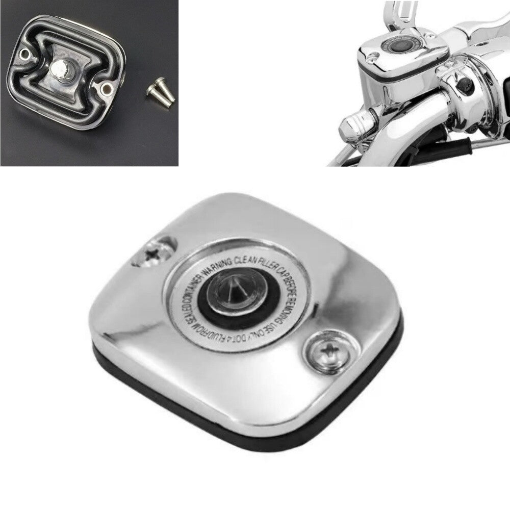 Chrome Brake Fluid Cap Master Cylinder Cover for Harley Touring Softail Dyna