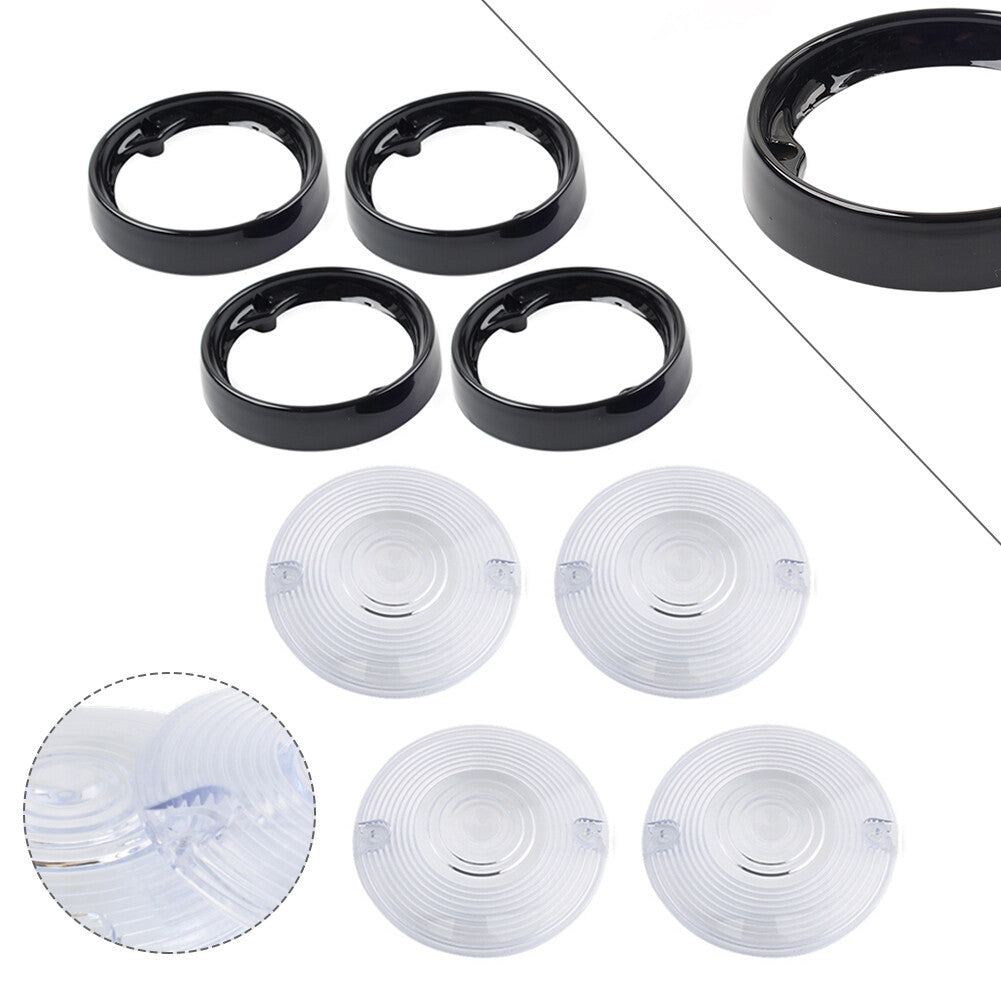 3 1/4 Flat Turn Signal Light Lens Cover Bezel Visor Ring for Harley 1986+