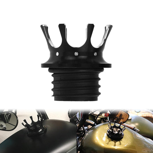 Black King Crown Gas Cap Fuel Tank Right-Hand Thread Fit for Harley Softail Dyna