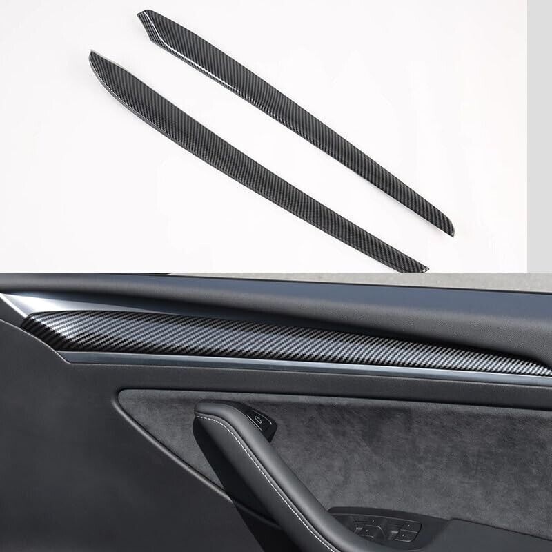Suitable for Model 3 for Model Y 2020 - 2023 ABS carbon fiber inner door panel cover (2 pieces) n