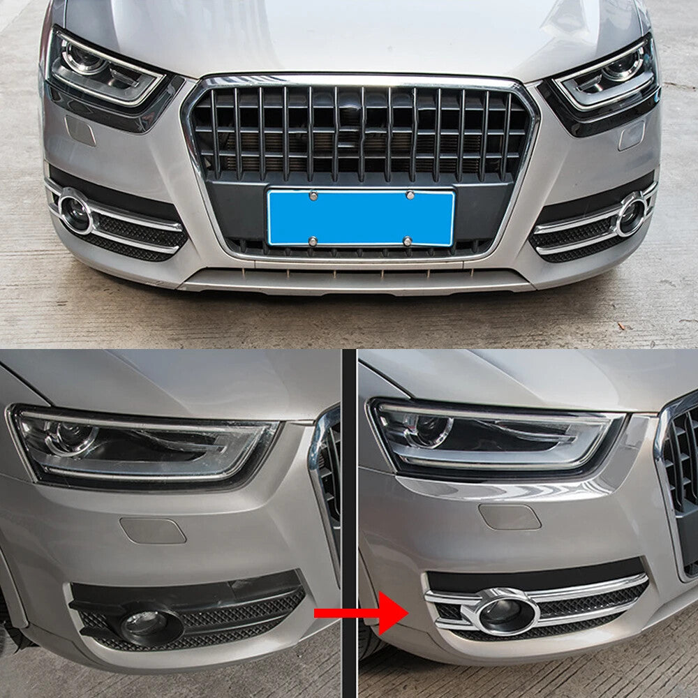 A pair of chrome front fog light bezel cover trims are available for the for Audi Q3 2013-2015.