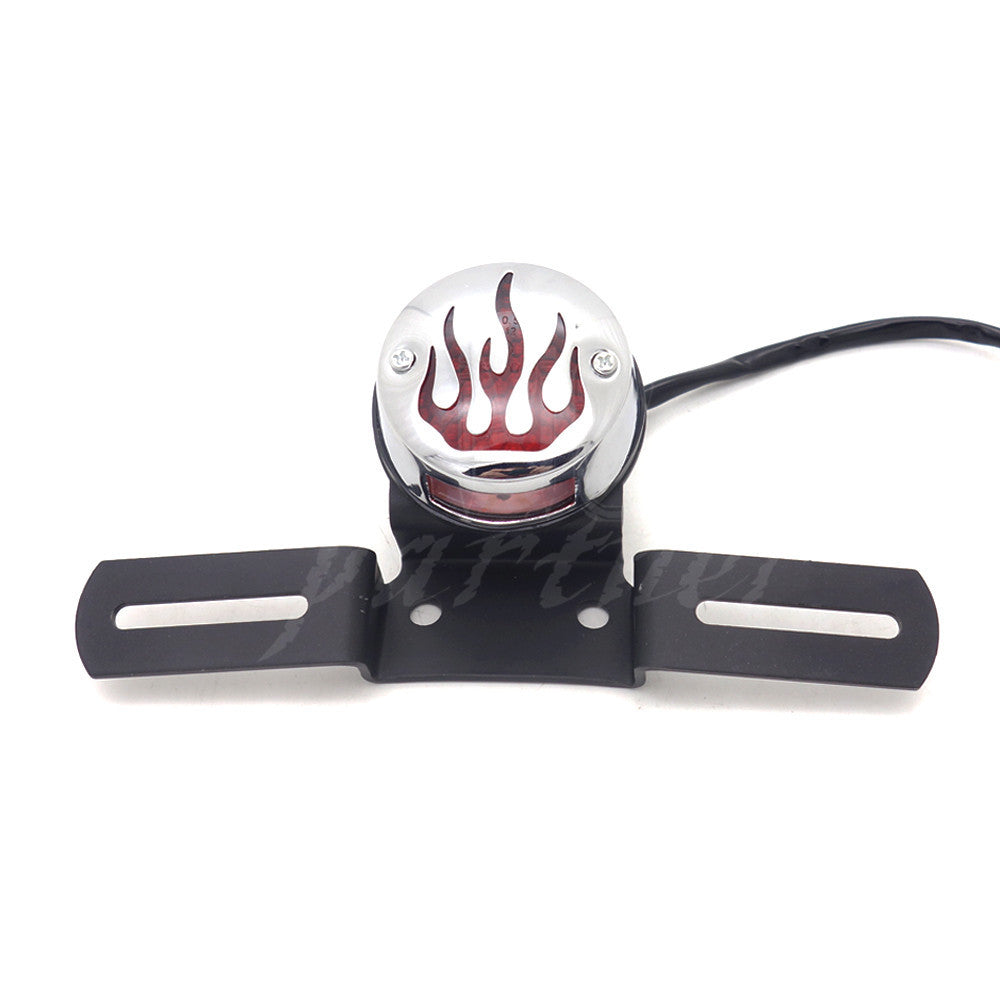 LED Flame Rear Tail Brake Stop Light Chopper Cafe Racer Old School Bobber Custom Q