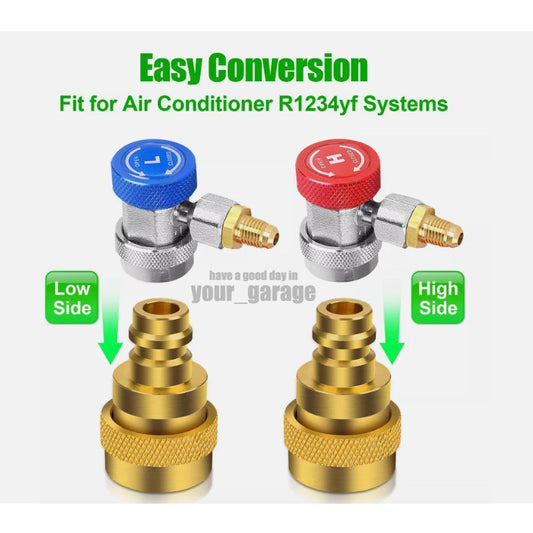 Adjustable High  Low Connection R134A to R1234YF Quick Couplers Set Adapter Q