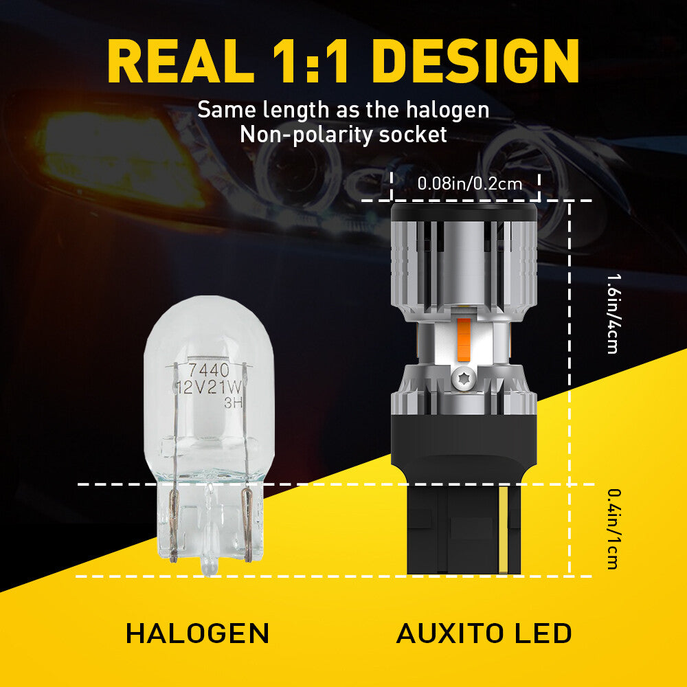 AUXITO 7440 LED turn signal bulb, overspeed warning light, CANbus error, no amber color