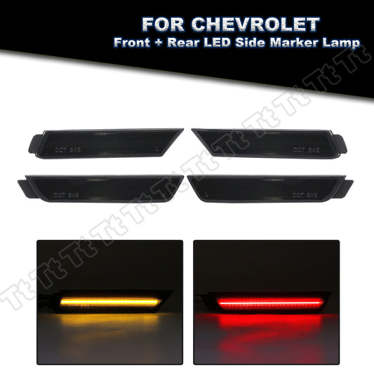 Front and Rear Bumper LED Side Marker Lights for 2010 - 2015 for Camaro Smoke Lens - v