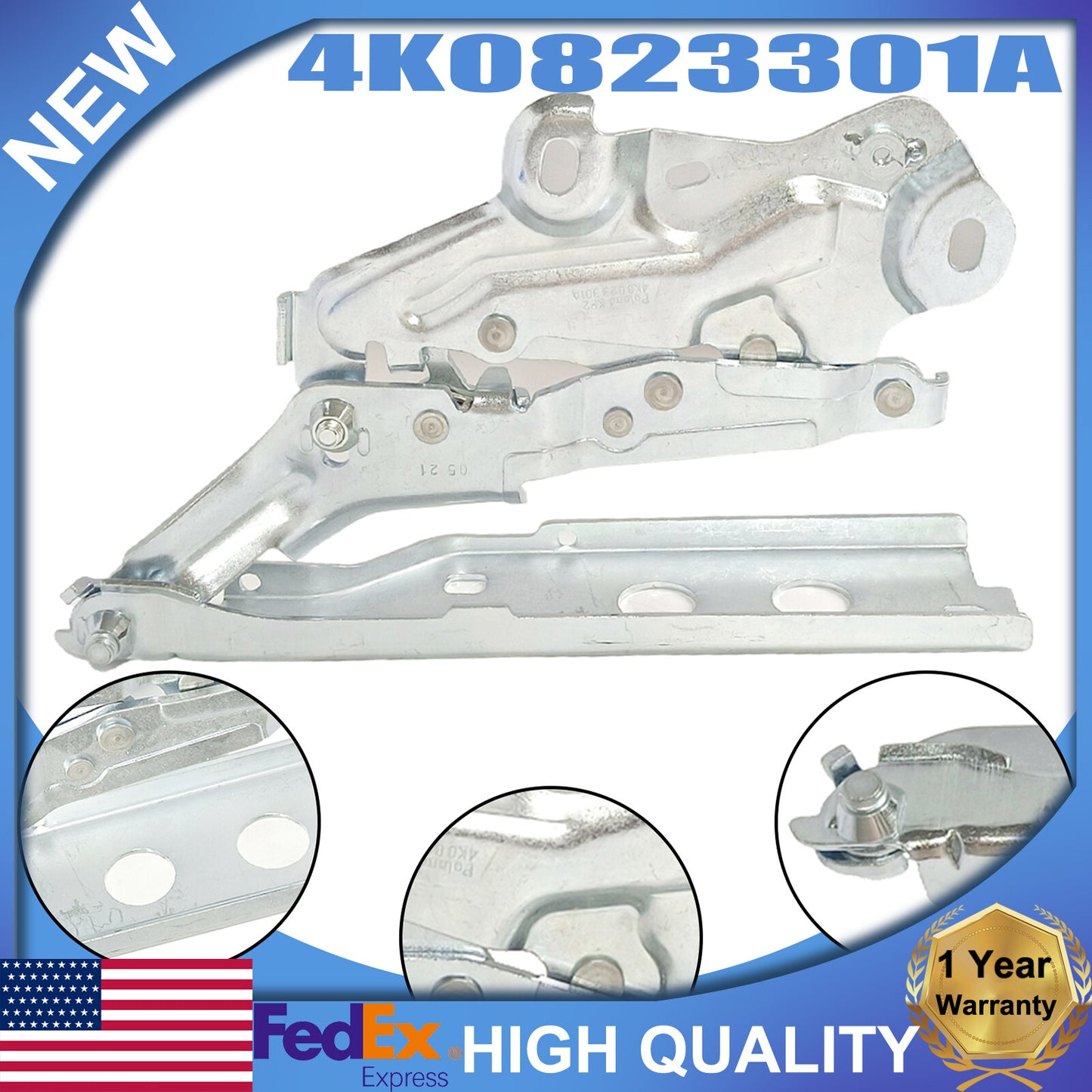 left front Bonnet hinge for Audi A6, RS6, S6, A6 Quattro #4K0823301A- n
