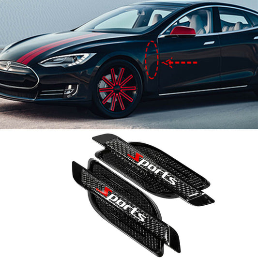 Car Side Fender Air Flow Intake Vent Sticker Decor Cover Carbon Fiber Style 2Pcs