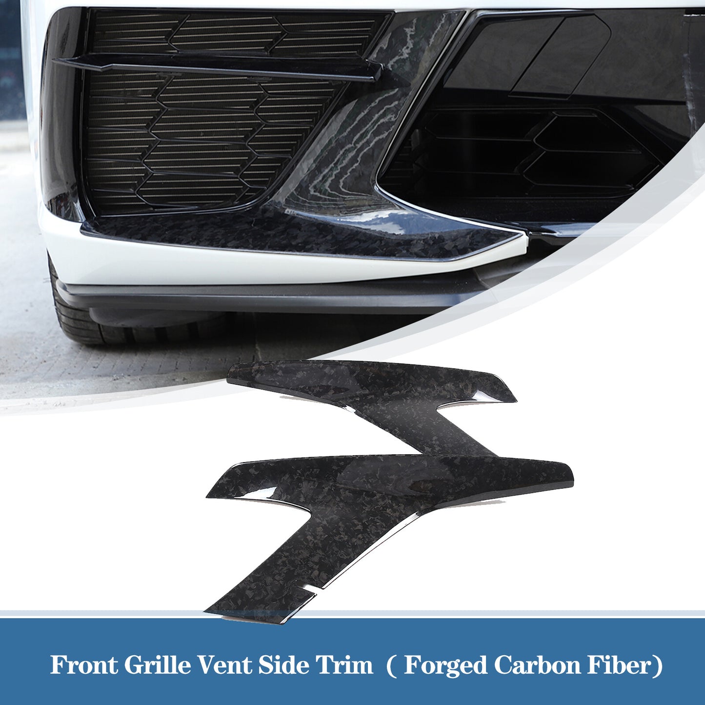 Forged carbon fiber front bumper guard cover trim for Corvette C8 2020-2024