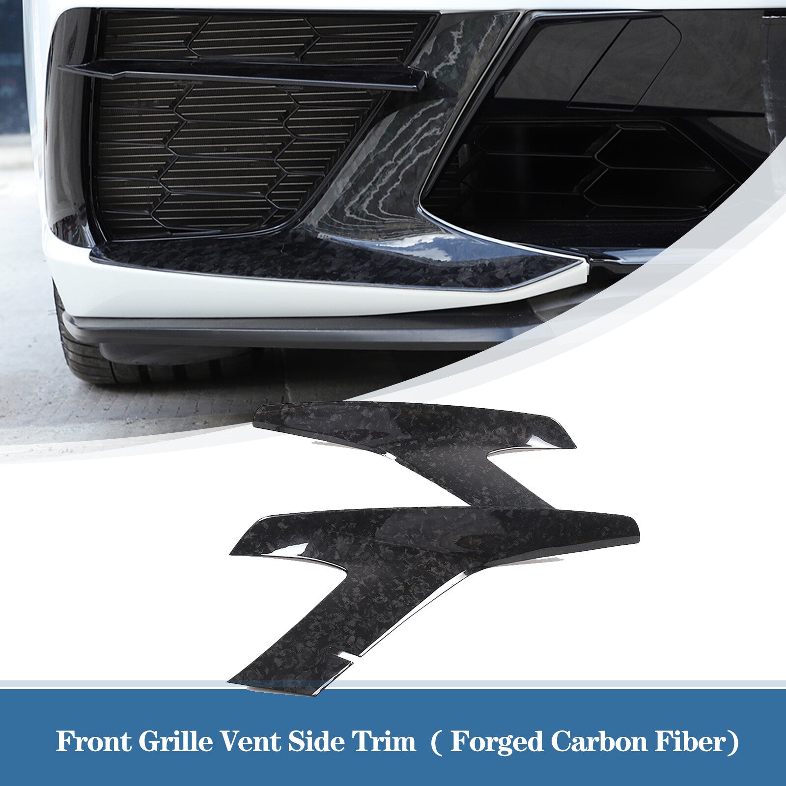 Forged carbon fiber front bumper guard cover trim for Corvette C8 2020-2024