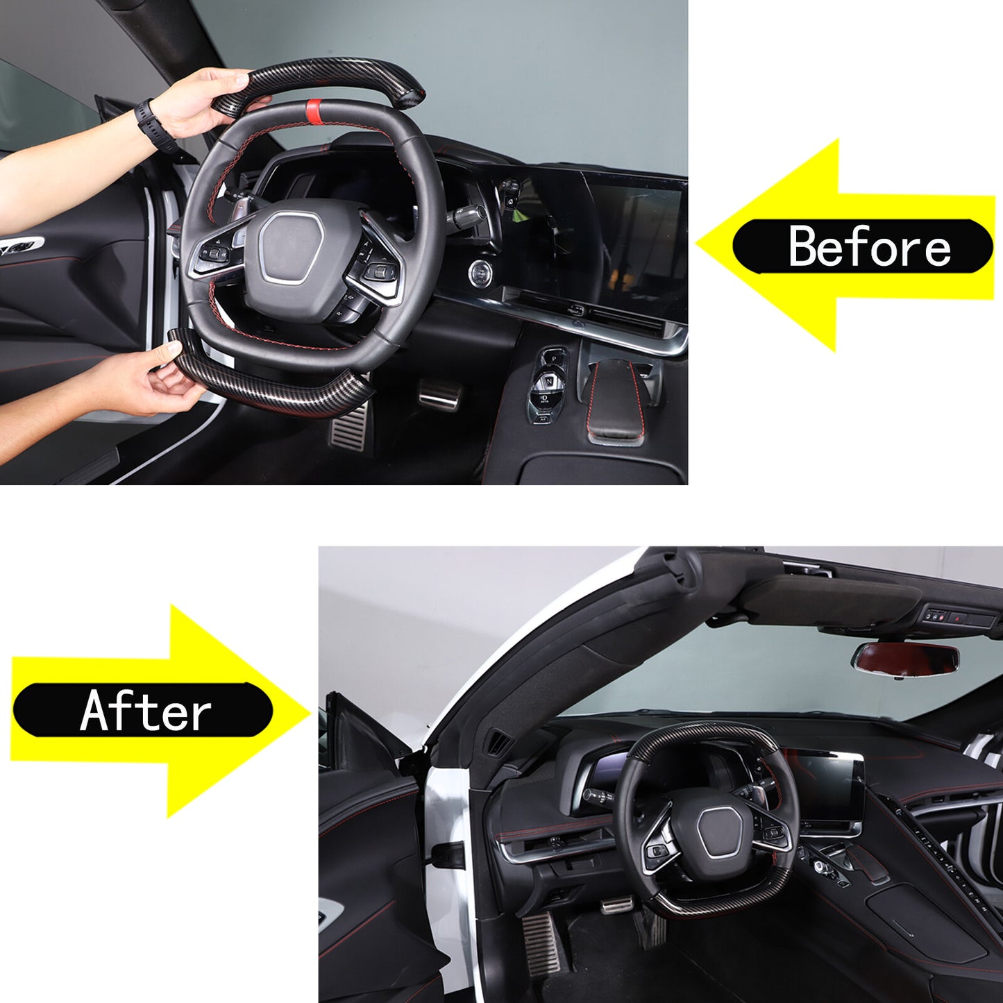 Red Exterior Side Door Mirror Cover Trim for Corvette C8 2020 - 2023 KITS- v