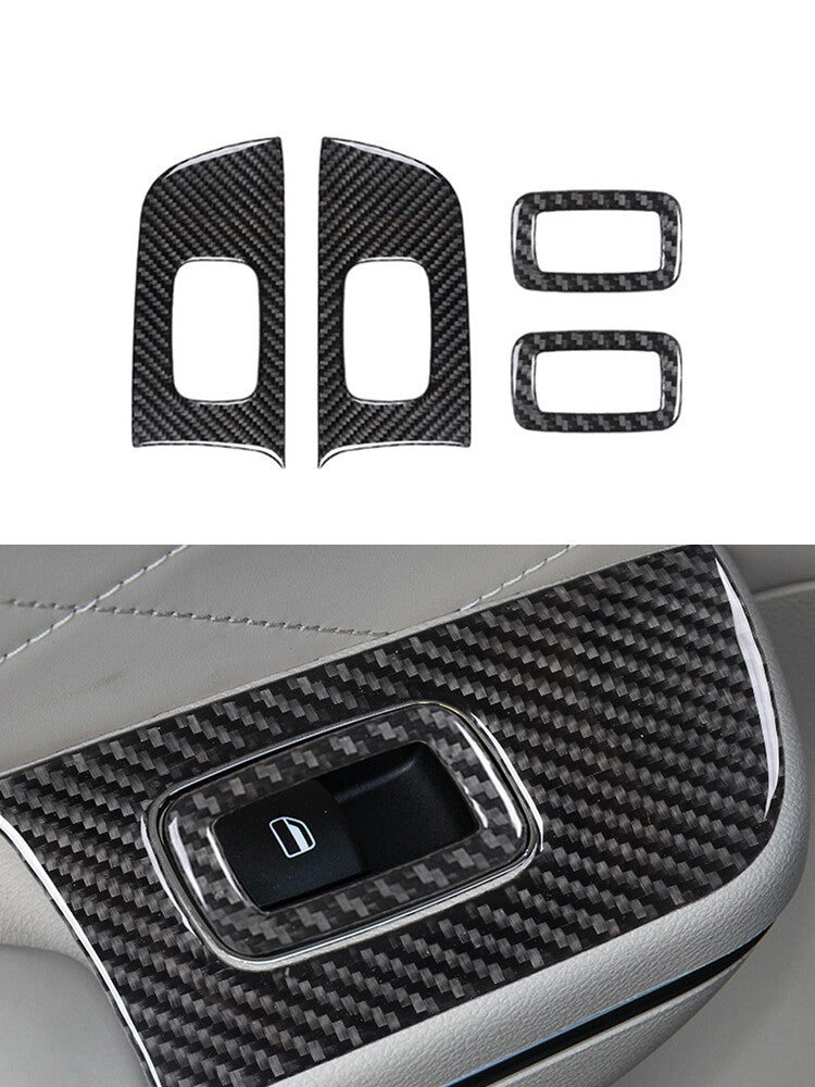 2Pcs Gloss Black Rear Window Lift Button Trim Cover Decor for Audi Q5 2009-2017 v