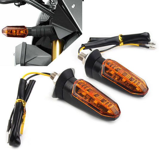 2X Universal Motorcycle LED Turn Signal Indicator Amber Blinker Light Dirt Bike Q