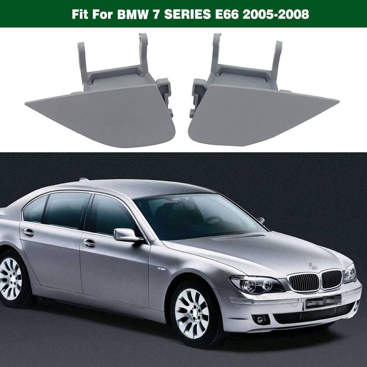 1Pair Front Bumper Headlight Washer Jet Cap Covers for BMW 7Series E66 2005-2008 Q