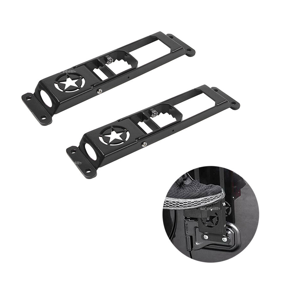 Pair Door Hinge Side Step Foot Rest Pedal Peg Folding Fit For 18-20 for Wrangler JL