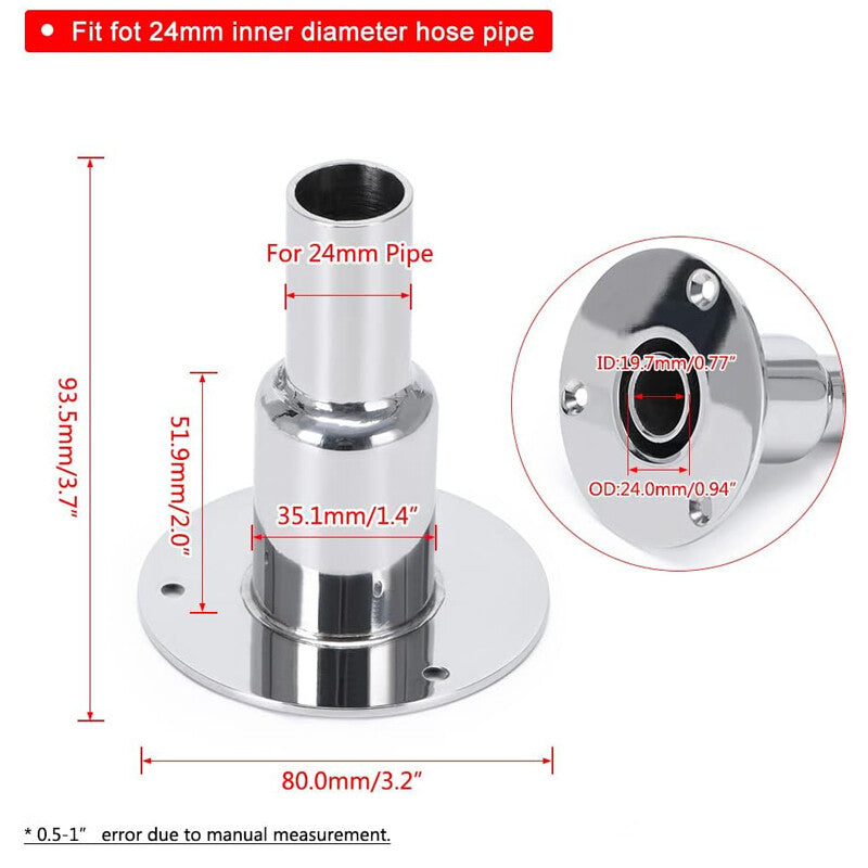 24mm stainless steel straight-through hull exhaust socket hardware suitable for boats and yachts - n