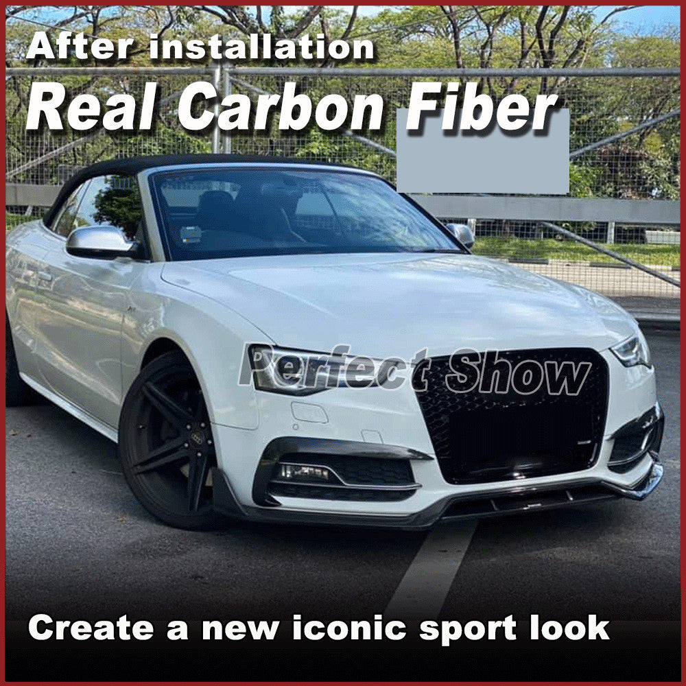 Fit for Audi A5 Sline S5 12-16 Fog Light Lamp Canards Splitter Fins Cover Carbon