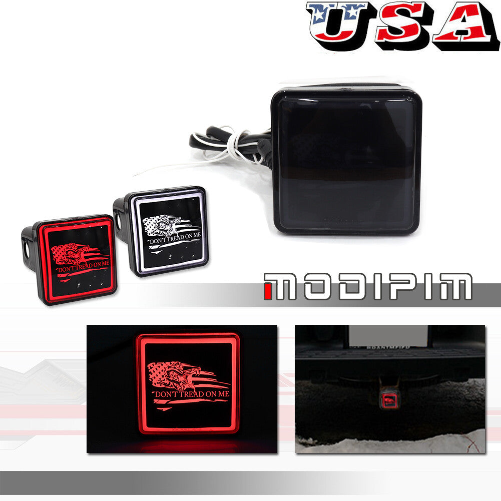 1 Pack White and Red LED Brake Light Trailer Hitch for 2 Inch Tow and Hitch Receiver - v