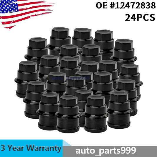 24-Piece Wheel Lug Nut Covers, Black Plastic, for GMC for Cadillac Trucks 12472838- n