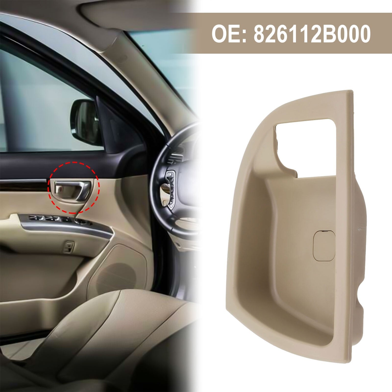 826112B000 Front Left Inside Door Handle Trim Fit for Hyundai Santa Fe 2007-2012 v