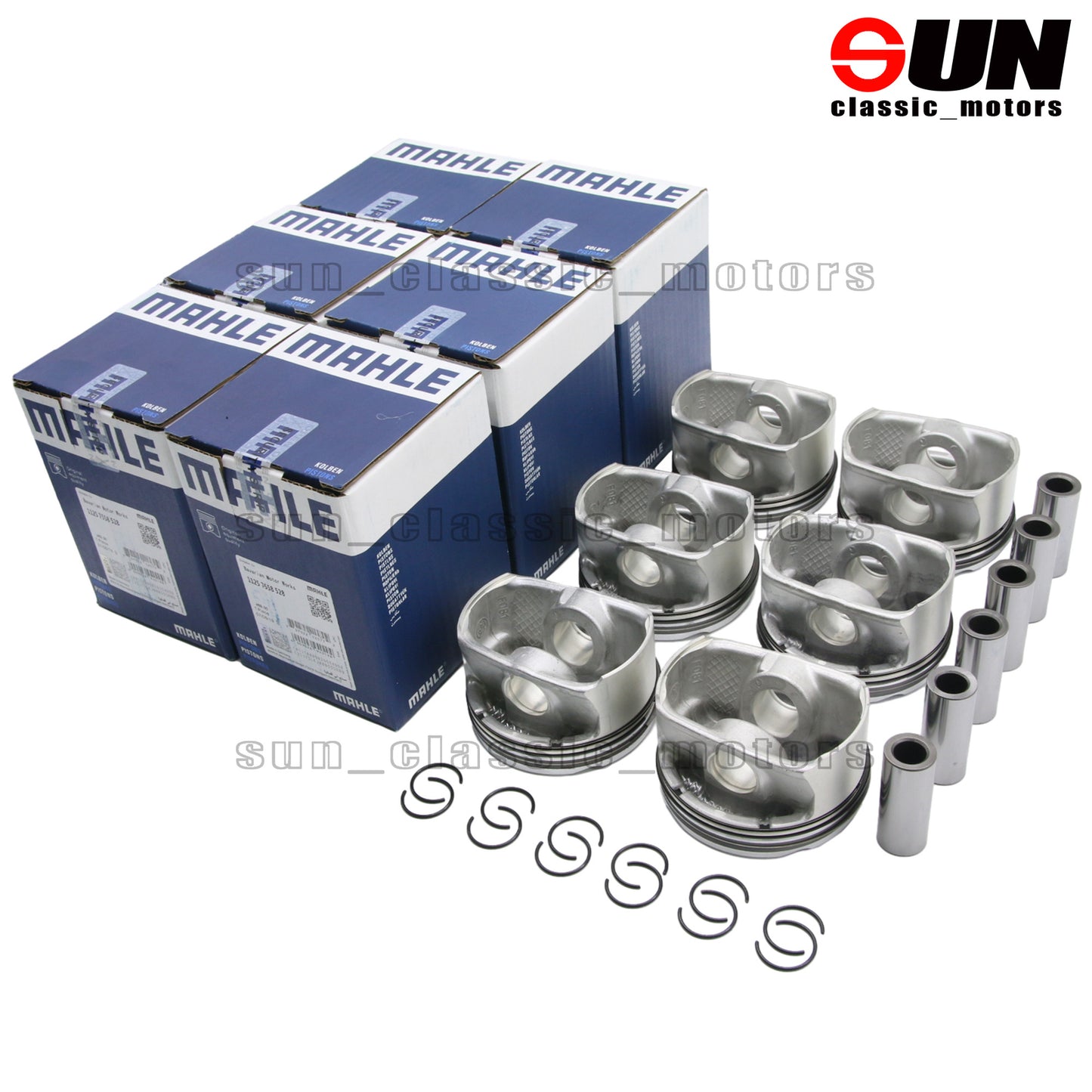 6-Piece Piston and Ring Set 10.7:1 for E82 E88 E90 128i 328i 3.0L N52B30A-