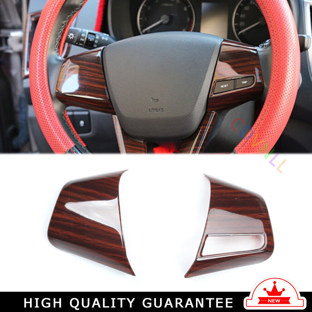 Car Steering Wheel Button Frame Trim 2PCS Fit for Hyundai IX25 15-2019 Red Wood