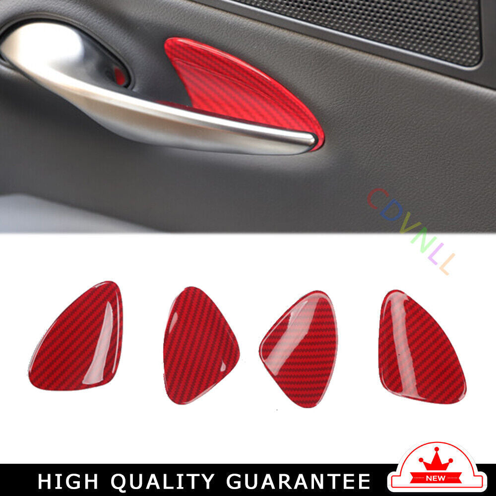Car Inner Door Bowl Sticker Trim 4PCS Fit for Lexus for ES 2018-21 Red Carbon Fiber