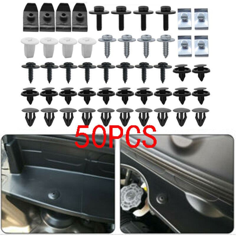 50-piece pack of plastic car bumper mudguard screws and rivets - promotional rivet clips n