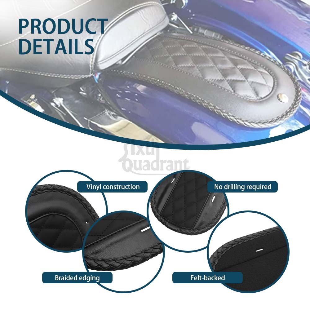 Black Rear Fender Bib Solo for Seat Pad Cushion for Harley Electra Glide Road King