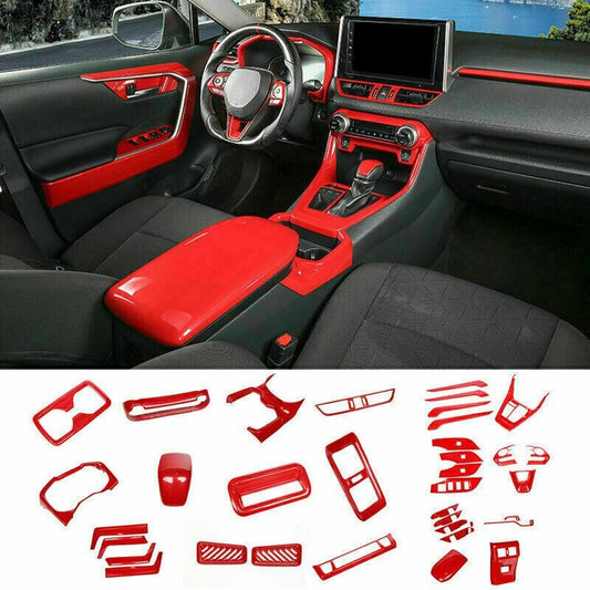 Fit for Toyota RAV4 2019-2023 Glossy Red Car Interior Decoration Full Set Cover