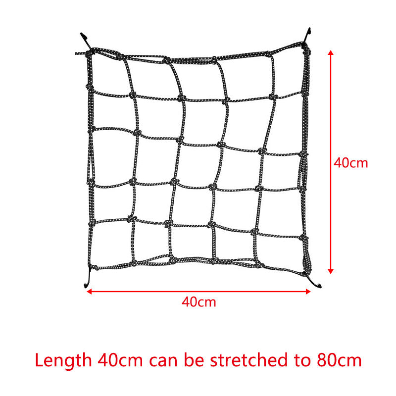 40*40CM Upgraded Reflective Motorcycle Elasticated Luggage Cargo Net Strong Blk Q