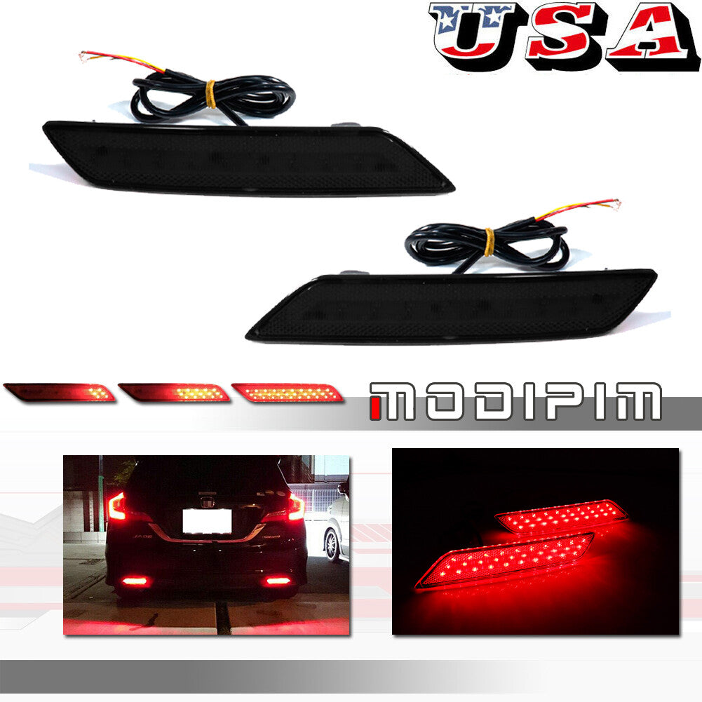 Black Lens Bumper Reflector 60-SMD LED Marker Light for 13-15 for Honda for Civic Sedan - v