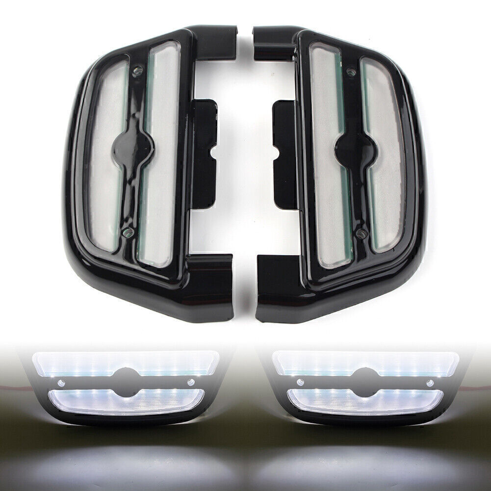 for Harley Touring Road King BLK LED Light Passenger Footboard Floorboard Cover