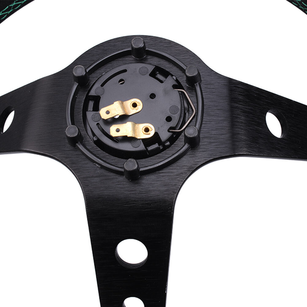 14inch 345mm Deep Dish 93mm Drifting Racing Steering Wheel Suede Leather Yellow