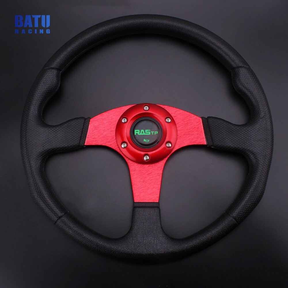 13 Universal Aluminum Red Steering Wheel+Horn Button for Most Cars