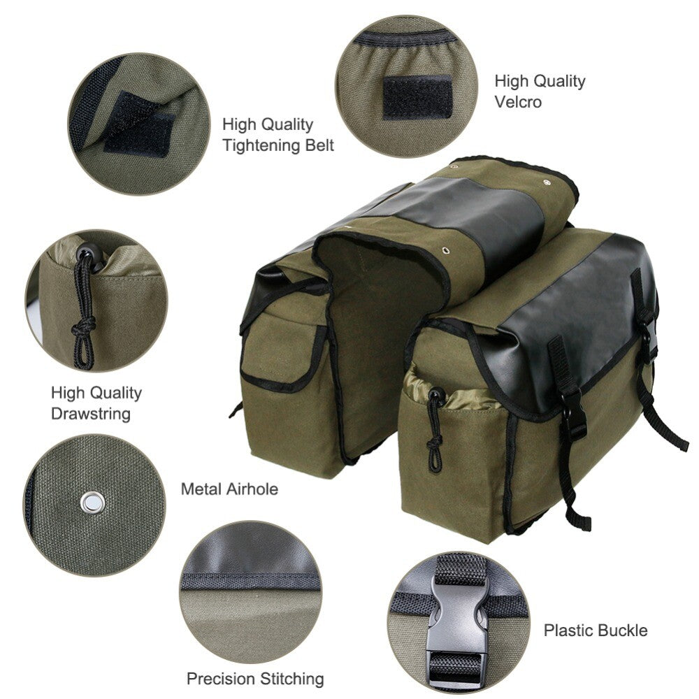 Motorcycle Panniers Saddle Bag Tool Luggage Storage Side Pouch Canvas Leather