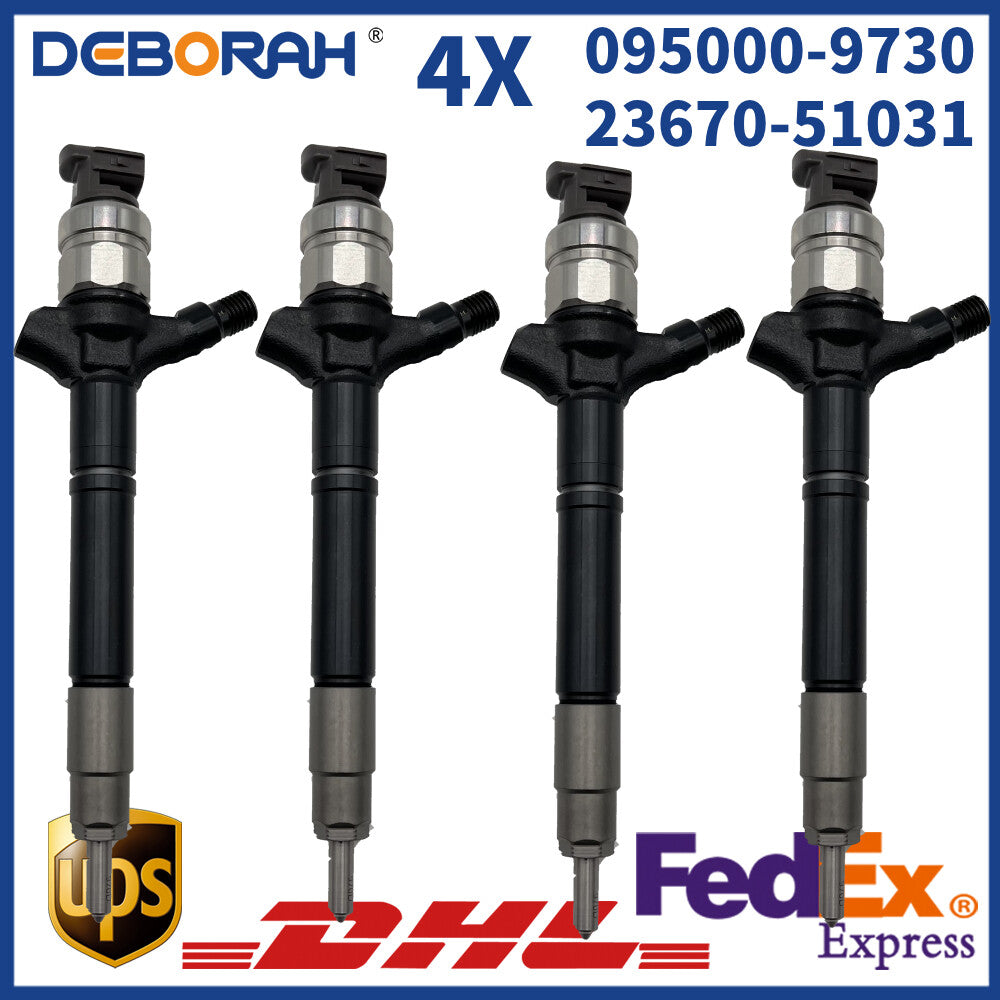 4X 095000-9730 Fuel Injectors 2367051031 Injectors Diesel 23670-59037 for Toyota