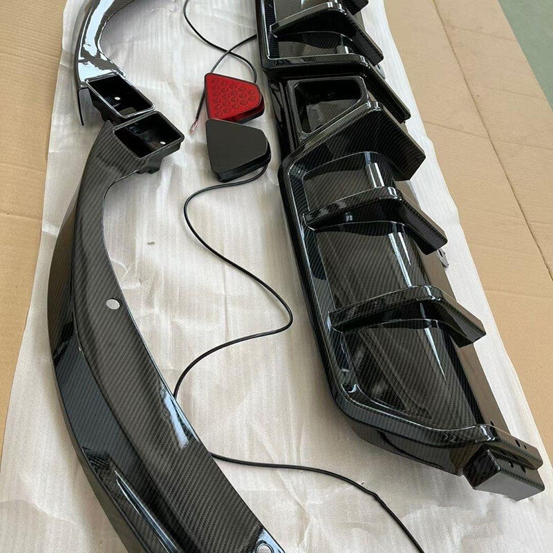 For 2016-22 for Honda for Civic 4Dr Sedan w/ LED Rear Bumper Diffuser Lip Glossy Black n