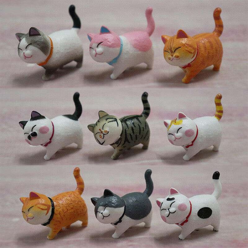 9Pcs 360¡ã Head Rotated Landscape Model Cute Kitty Ornaments Car Decoration